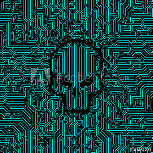 500x500 Circuit Board Skull Vector Illustration Of Abstract Computer