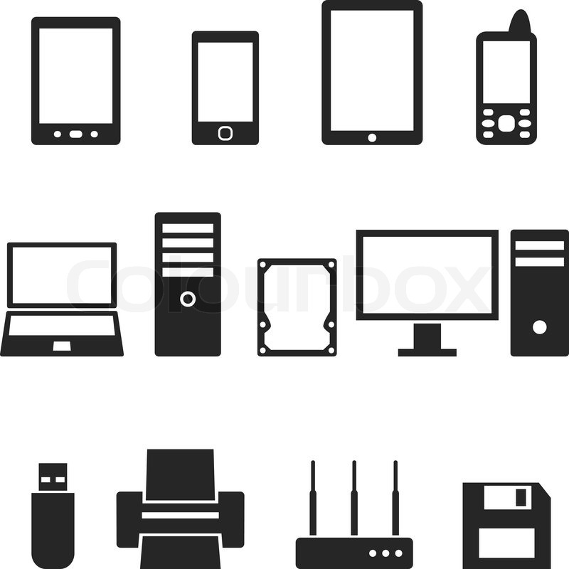 800x800 Icons Of Computer Hardware And Gadgets In The Vector Stock