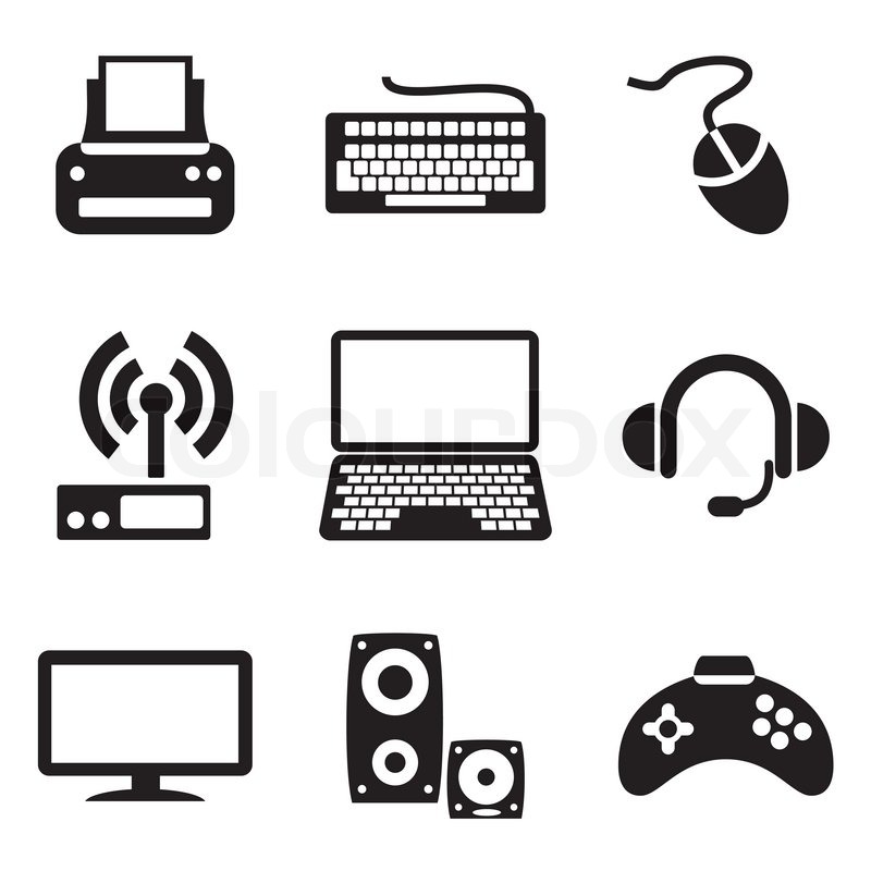 800x800 Set Vector Computer Icons Of Computer Devices Stock Vector