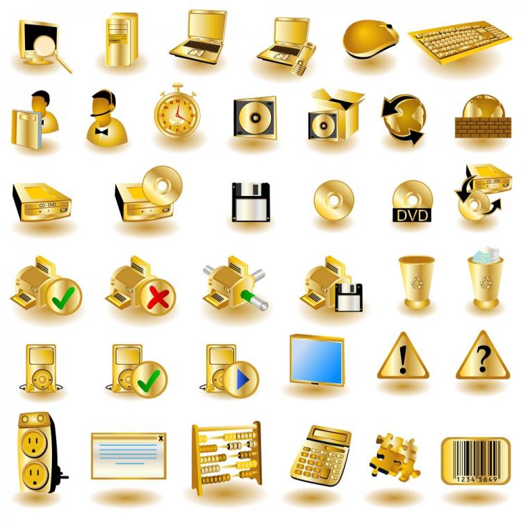 750x750 Gold Common Computer Icon 01 Vector Free Vector 4vector