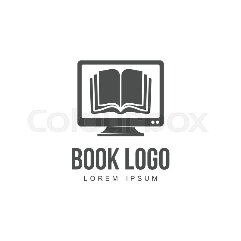 800x800 Open Book On Computer Screen Graphic Logo Template, Vector