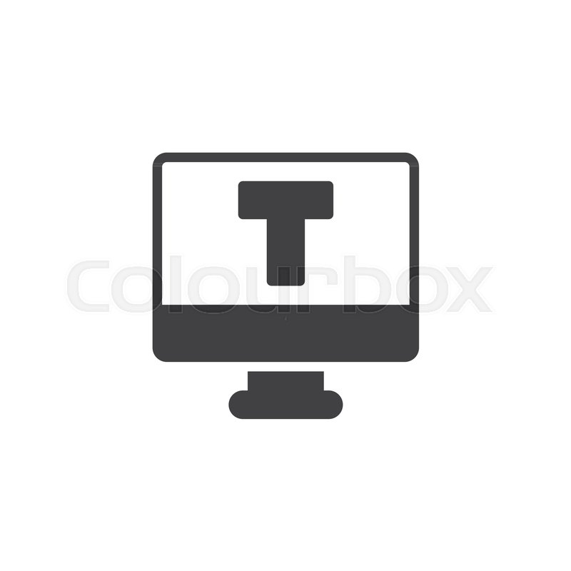 800x800 Letter T On Computer Monitor Vector Icon. Filled Flat Sign For