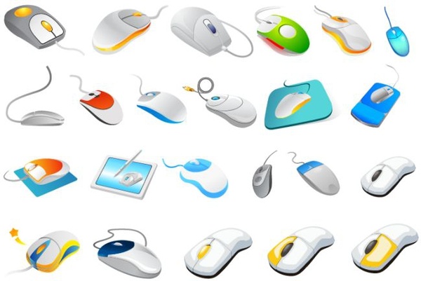 600x401 Computer Mouse Icons Modern Design Colored 3d Decor Free Vector In