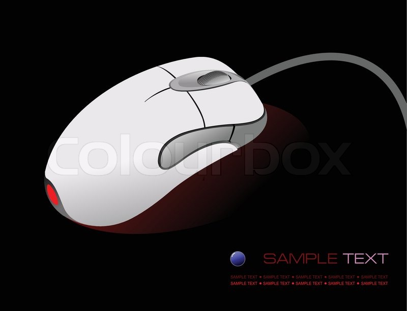 800x613 Computer Mouse On Black Background. Vector Illustration Stock