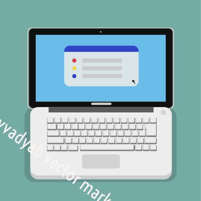 800x800 Flat Computer Laptop Design With Keyboard And Simple Website Show