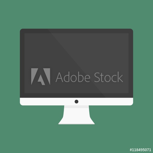 500x500 Flat Icon Computer With Screen. Vector Illustration.