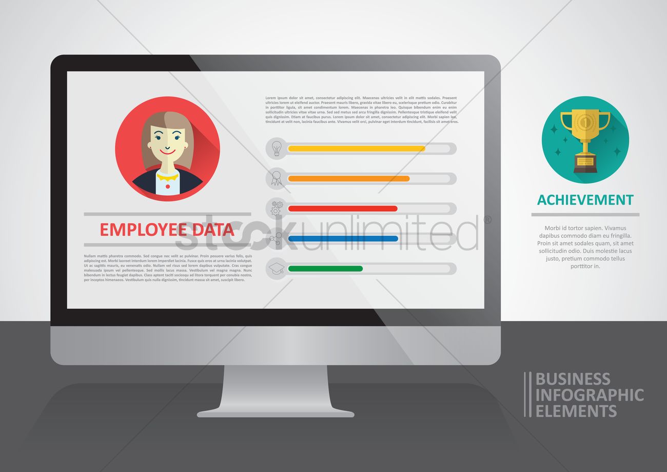 1300x919 Free Employee Data On Computer Screen Vector Image