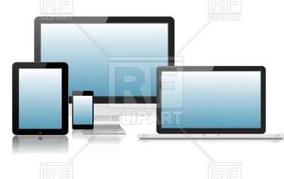 400x252 Modern Monitor, Computer, Laptop, Smartphone And Tablet Pc With