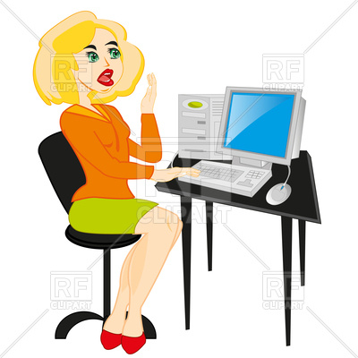 400x400 Making Look Younger Girl Sits In Room For Computer Vector Image