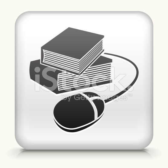 556x556 White Square Button With Books And Computer Mouse Cool