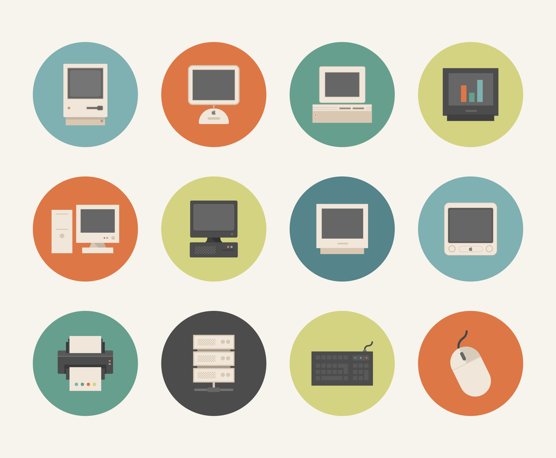 1136x936 Retro Computer Icons Vector Vector Art Amp Graphics