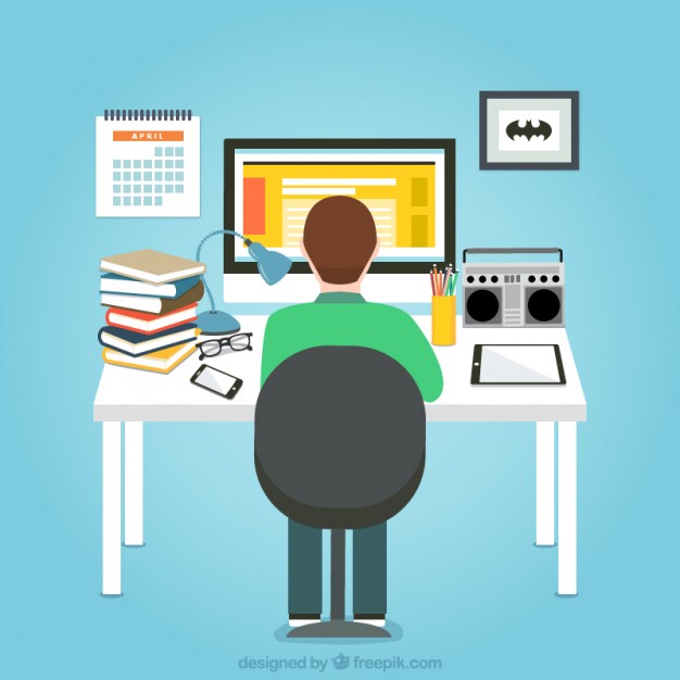 626x626 Man Working On His Computer Vector Premium Download