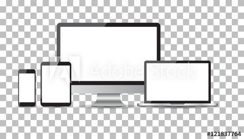 500x286 Realistic Device Flat Icons Smartphone, Tablet, Laptop And