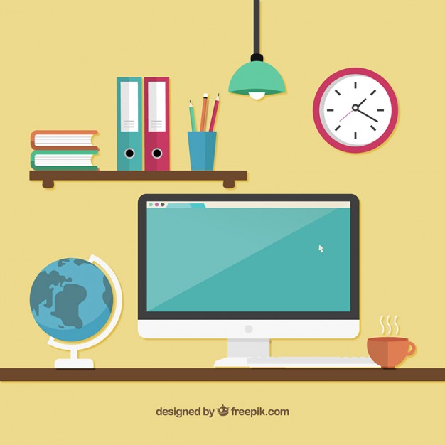 626x626 Workspace With A Computer Vector Free Download