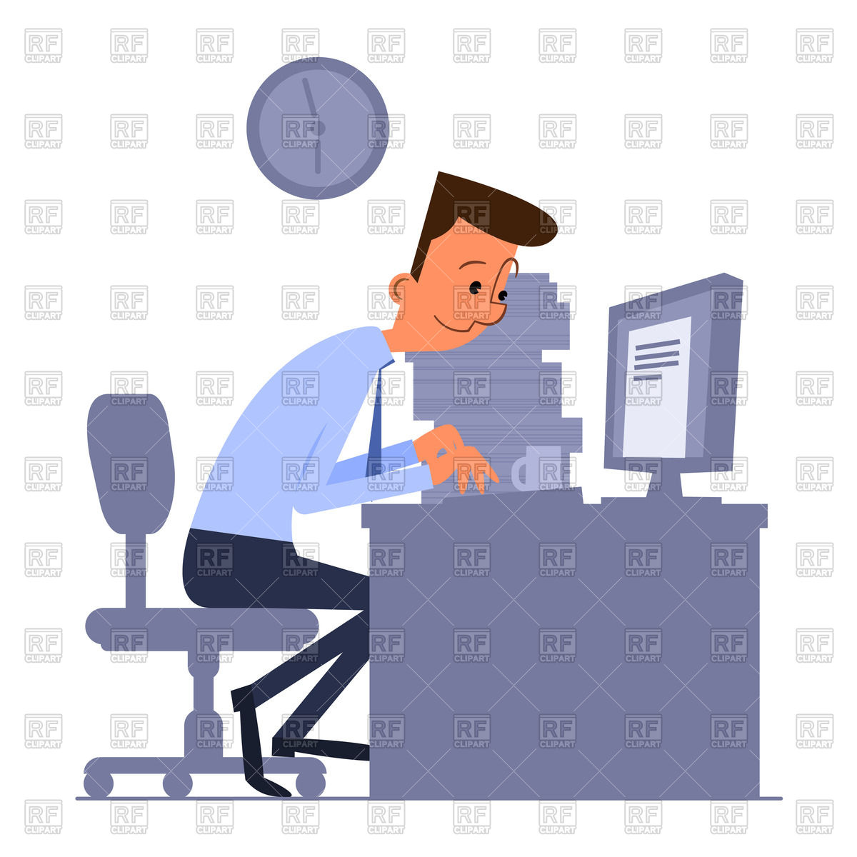 1200x1200 Cartoon Office Worker Sitting