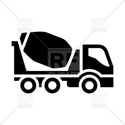 400x400 Concrete Mixer Black Icon Isolated On White Background Vector