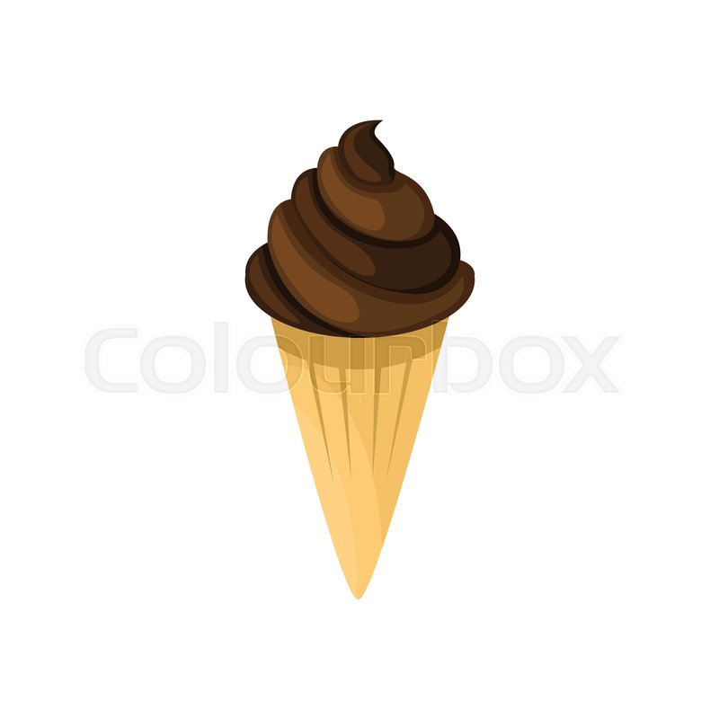 800x800 Chocolate Ice Cream Cone Vector Illustration Graphic Design