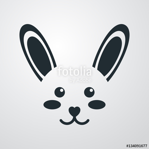 500x500 Icono Plano Cabeza De Conejo Kawaii En Fondo Degradado Stock