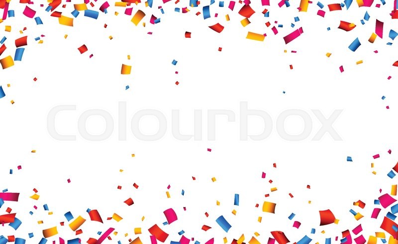 800x491 Colorful Celebration Frame Background With Confetti. Vector