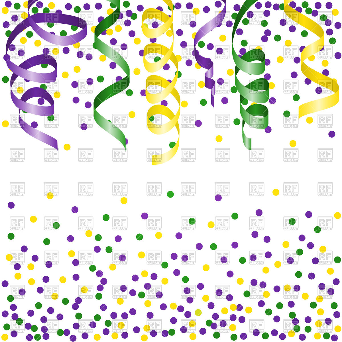 1200x1200 Mardi Gras Background With Streamers And Confetti Vector Image