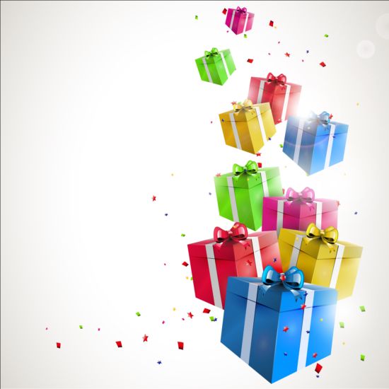 550x550 Birthday Gift With Confetti Vector Background Free Download