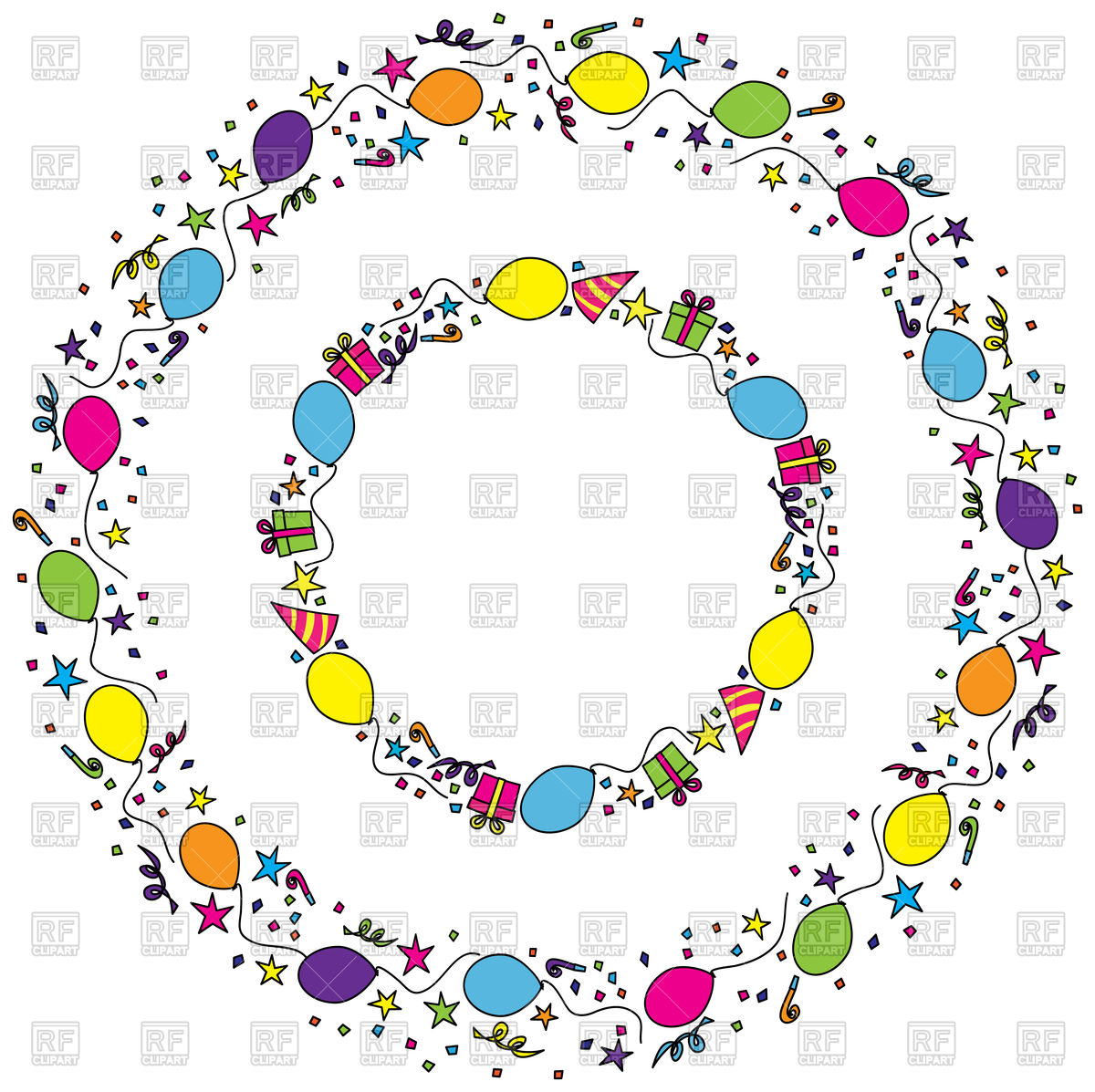 1200x1197 Frames Made Of Colorful Balloons, Stars, Presents And Confetti