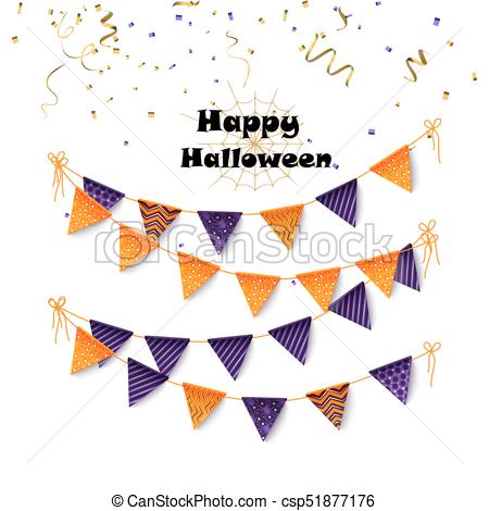 450x470 Halloween Party Banting. Halloween Flags And Confetti.... Vectors
