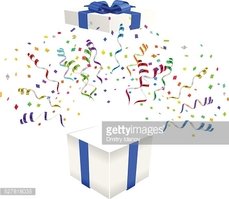 229x199 Open Gift With Confetti Vector Illustration Stock Vectors