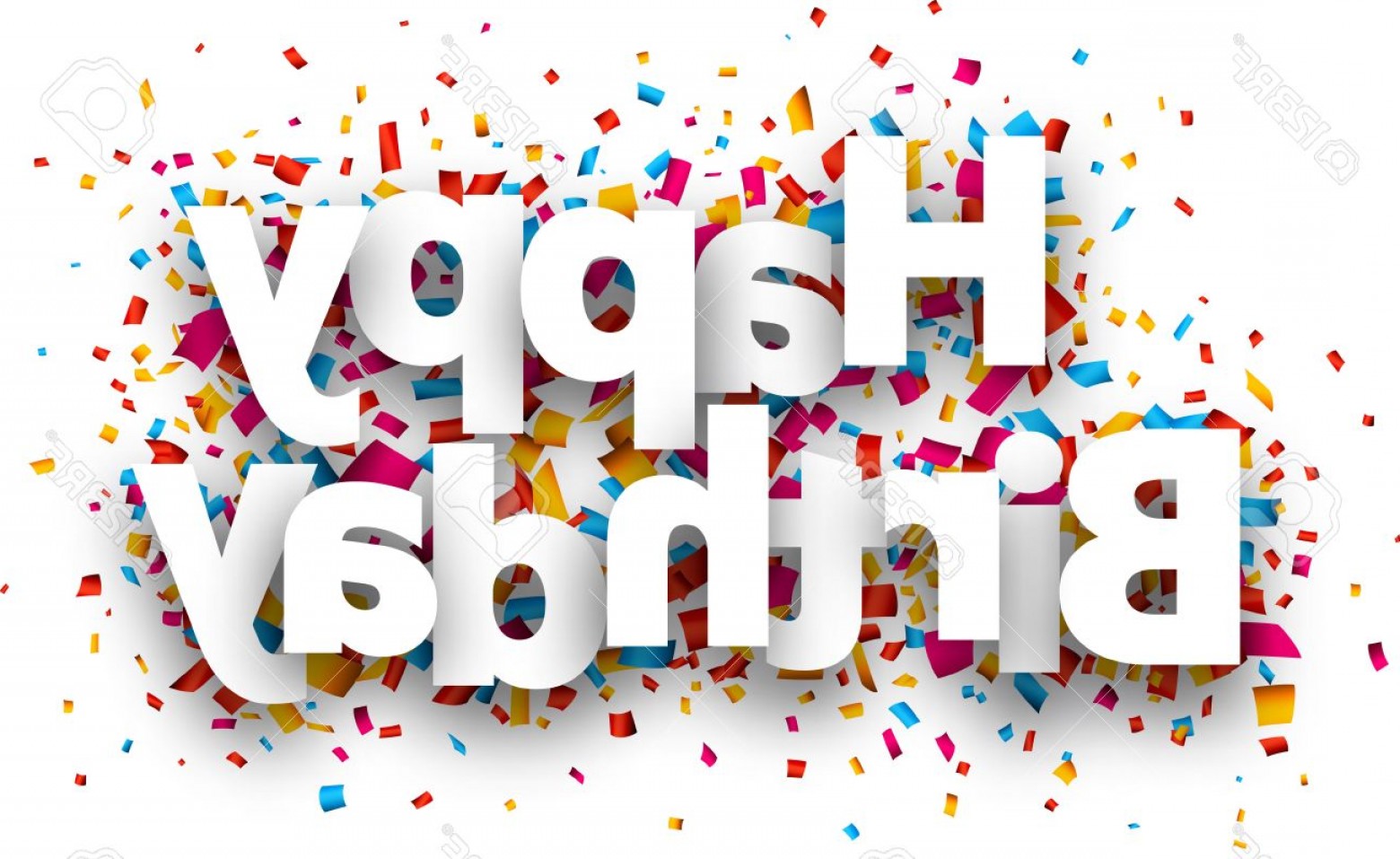 1560x957 Photostock Vector Happy Birthday Paper Sign Over Confetti Vector