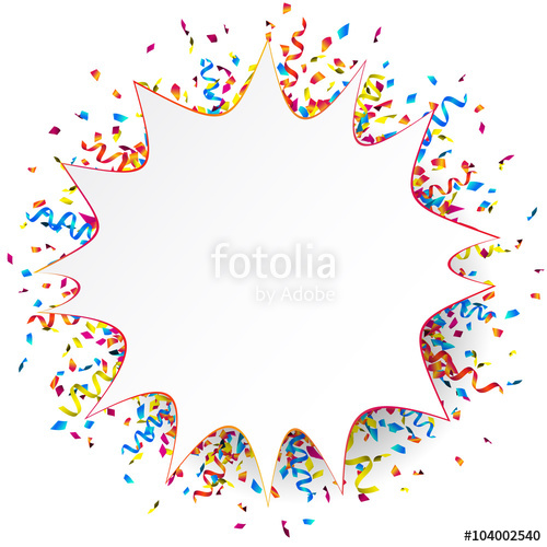 500x500 White Funny Paper Banner With Colorful Ribbons And Confetti