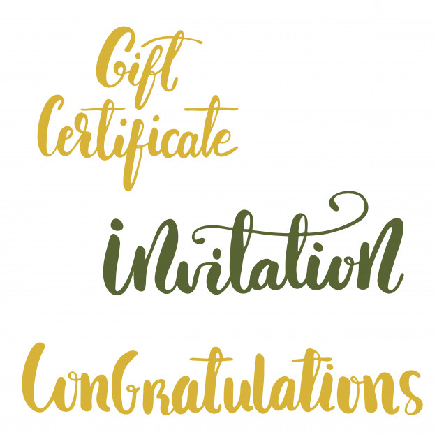 626x626 Lettering Gift Certificate, Invitation, Congratulations. Vector
