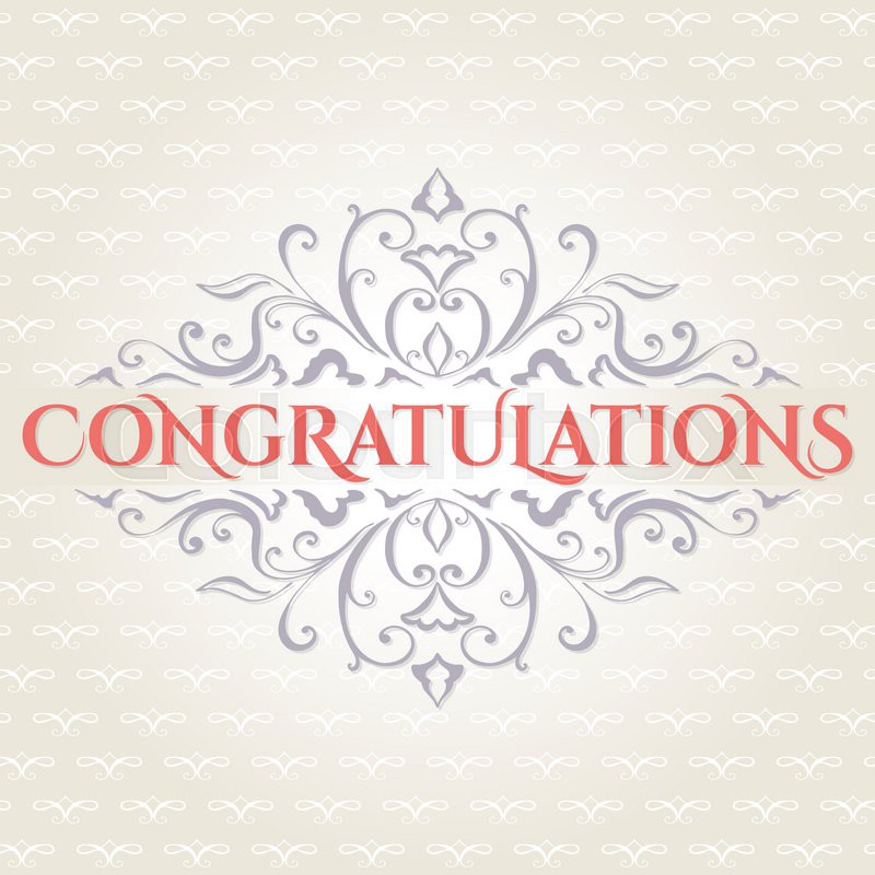 800x800 Vector Vintage Card With Floral Ornament Design. Congratulations
