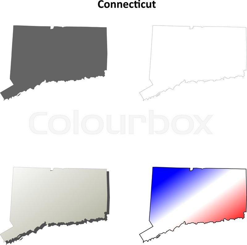 800x794 Connecticut State Blank Vector Outline Map Set Stock Vector