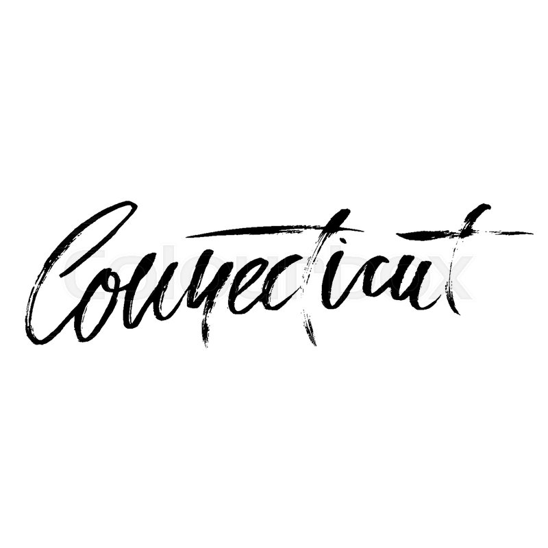 800x800 Connecticut. Modern Dry Brush Lettering. Retro Typography Print