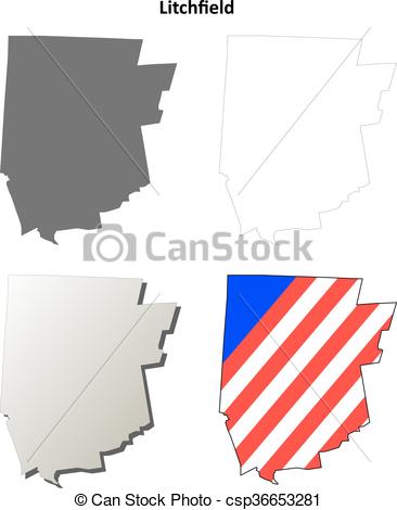 366x470 Litchfield County, Connecticut Outline Map Set. Litchfield County