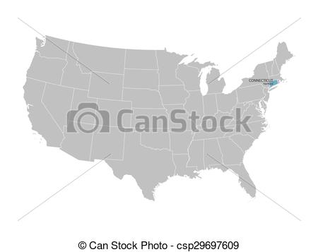 450x357 Vector Map Of United States With Indication Of Connecticut. Vector