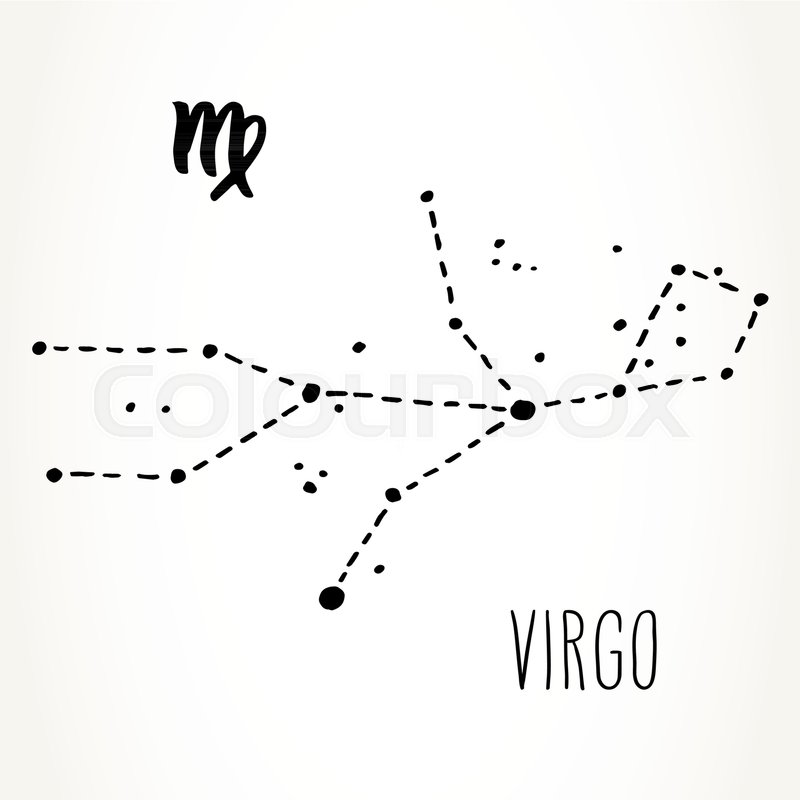 800x800 Virgo Hand Drawn Zodiac Sign Constellation In Black Isolated Over