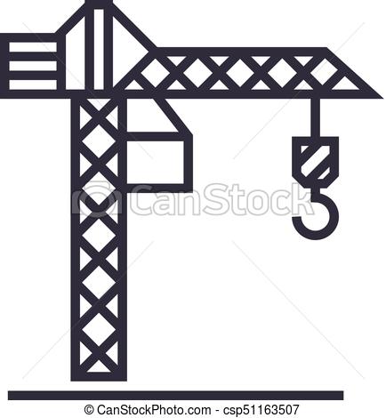 434x470 Construction Crane Vector Line Icon, Sign, Illustration On