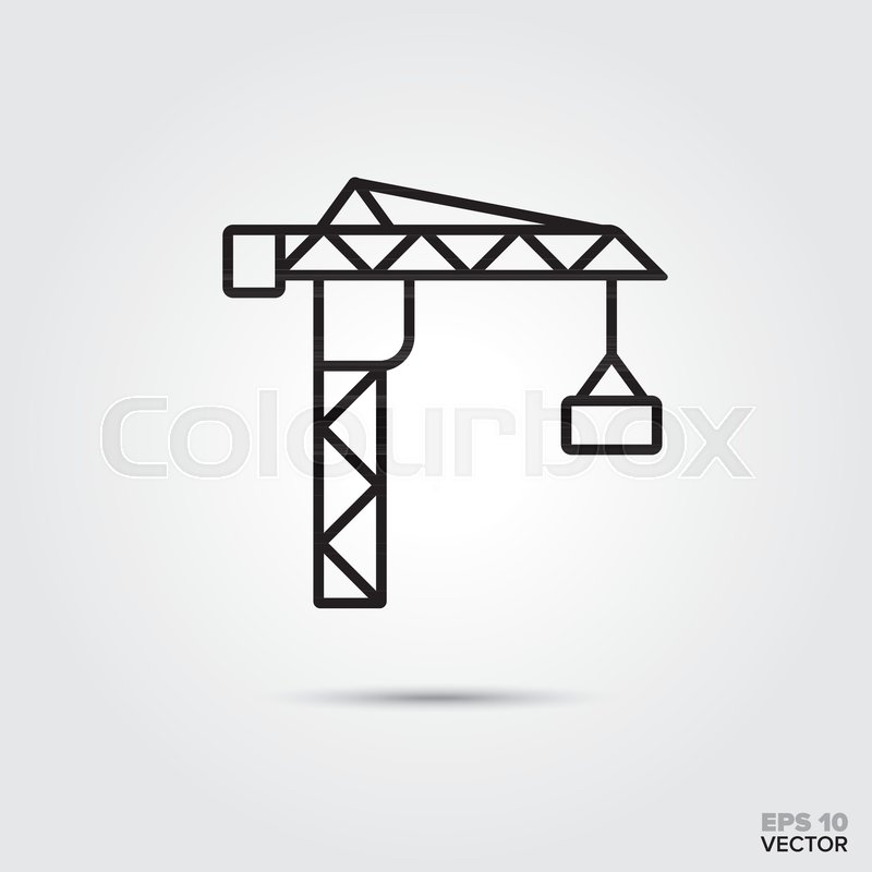 800x800 Construction Crane Vector Line Icon. Construction Industry Symbol