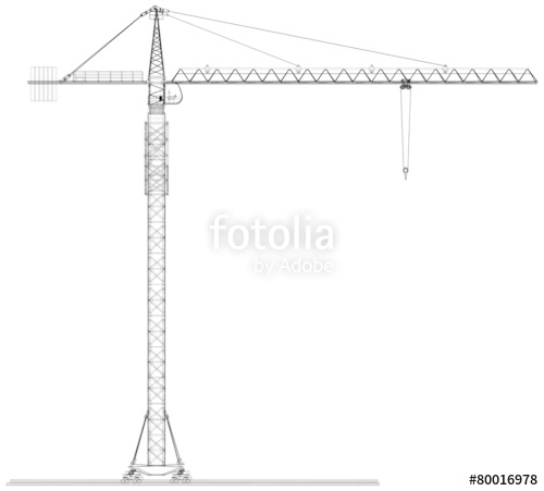 500x451 Tower Construction Crane. Vector Rendering Of 3d Stock Image And