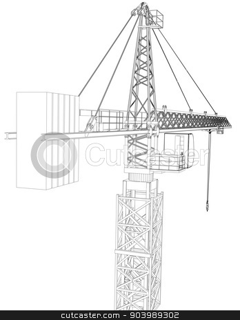 348x464 Tower Construction Crane. Vector Rendering Of 3d Stock Vector