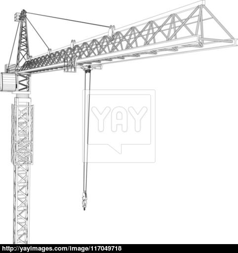 482x512 Tower Construction Crane. Vector Rendering Of 3d Vector