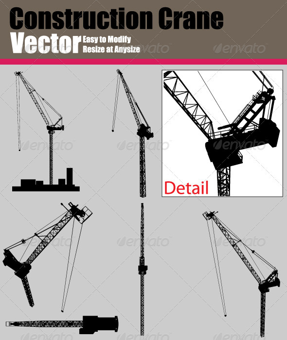 590x700 Vector Crane Silhouette Set By Ozgers Graphicriver