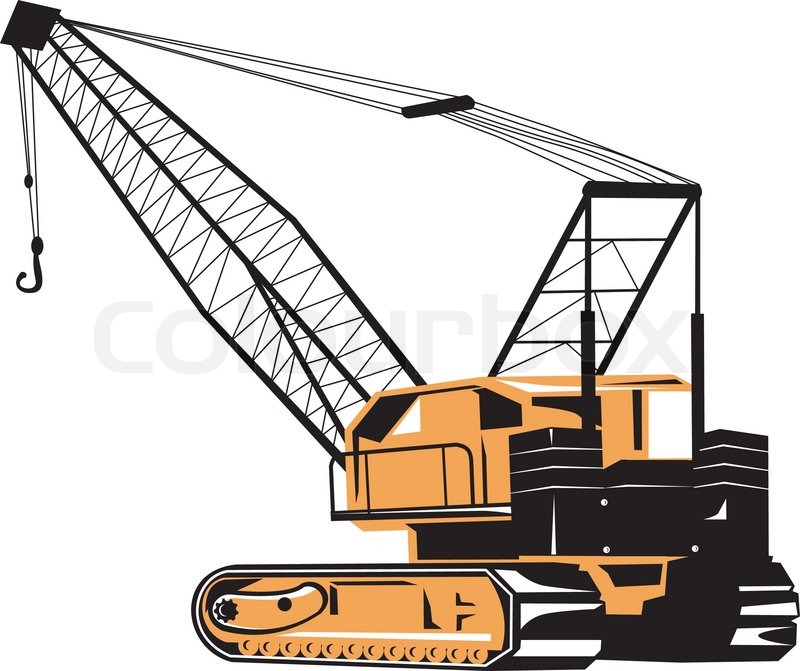 800x671 Construction Crane Hoist Retro Stock Vector Colourbox