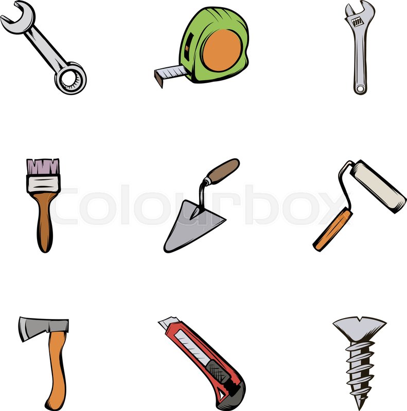 791x800 Construction Equipment Icons Set. Cartoon Illustration Of 9
