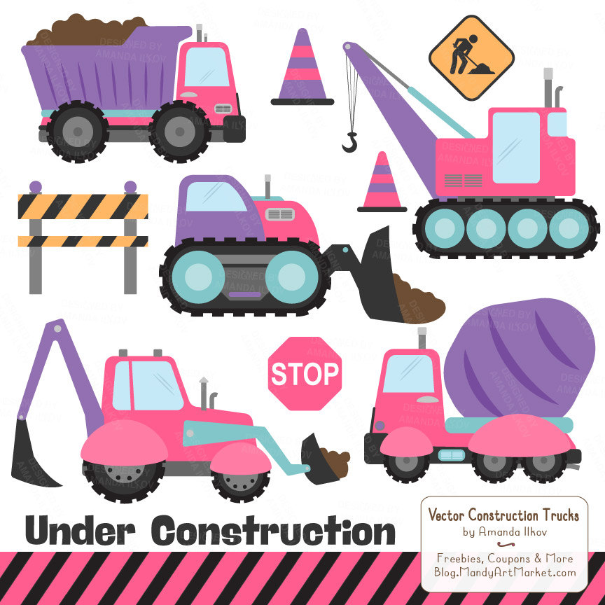 864x864 Premium Girls Construction Clipart Truck Clipart Etsy