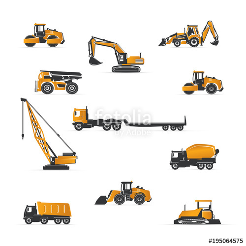 500x500 Vector Construction Machines, Heavy Equipment Various Types