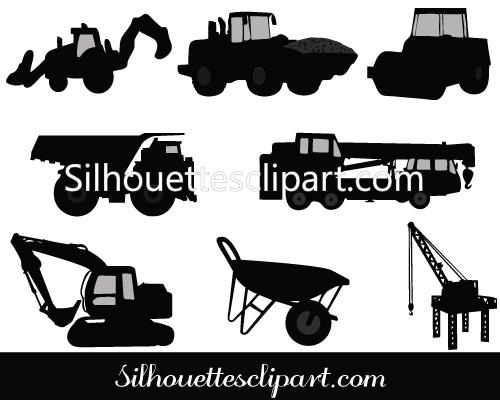 500x400 Construction Equipment Silhouette Vector Download Silhouettes Vector