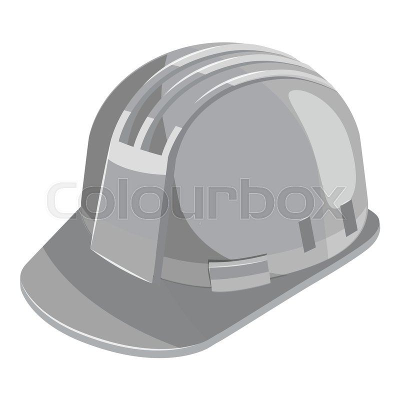 800x800 Construction Helmet Icon. Gray Monochrome Illustration Of