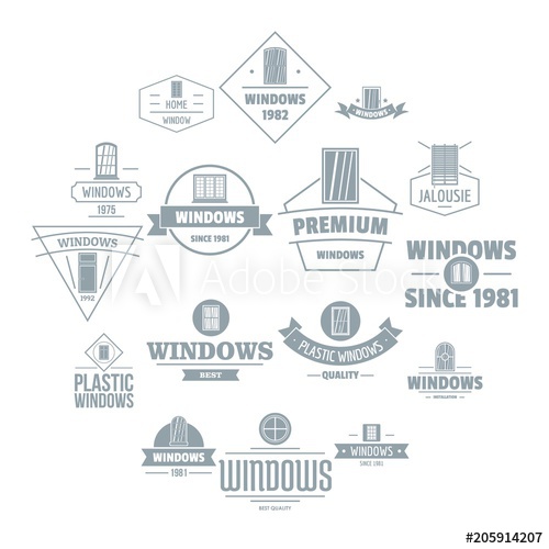 500x500 Window Construction Logo Icons Set. Simple Illustration Of 16